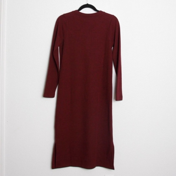 NWT Madewell Long Sleeve Henley Midi Dress Small Heather Rusted Red - Picture 8 of 9
